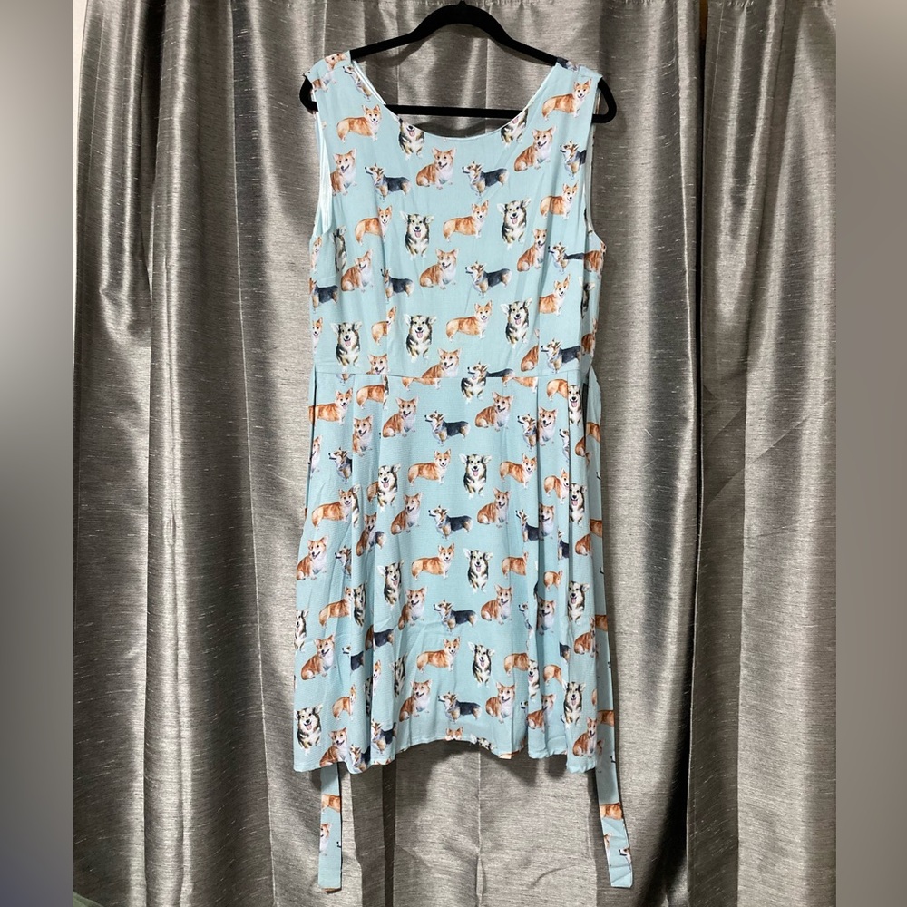 Light Blue Corgi Dress Size XL LA Soul NWT